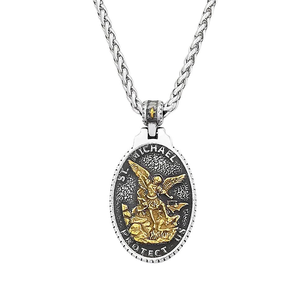 St. Michael Angel Stainless Steel Pendant Necklace