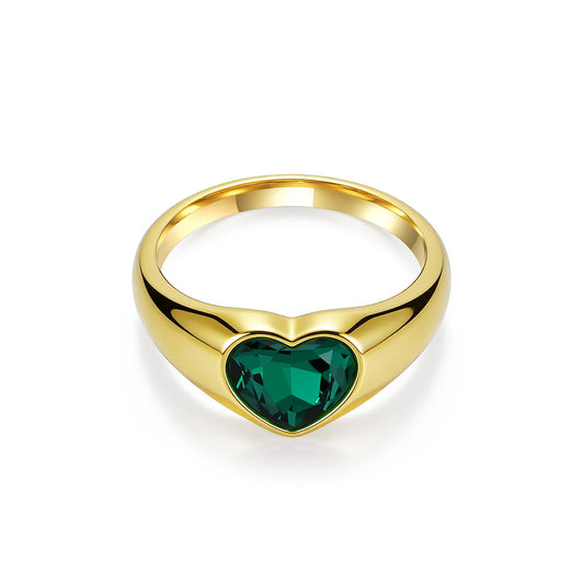 Heart Gold-Plated Stainless Steel Ring Unisex