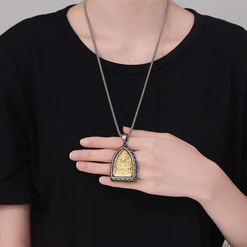 Zircon Necklace – Elegant Chinese Ethnic Buddha Zodiac Pendant For Women Everyday Genie Collection