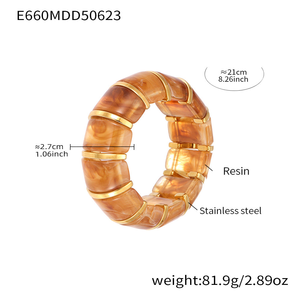 Planderful Candy Color Resin Elastic Rope Bracelet For Women