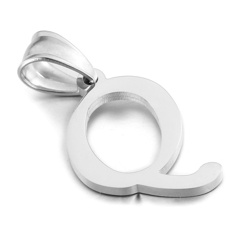 Men's And Women's Letter Pendants, Stainless Steel Glossy 26-Letter Titanium Steel Necklace