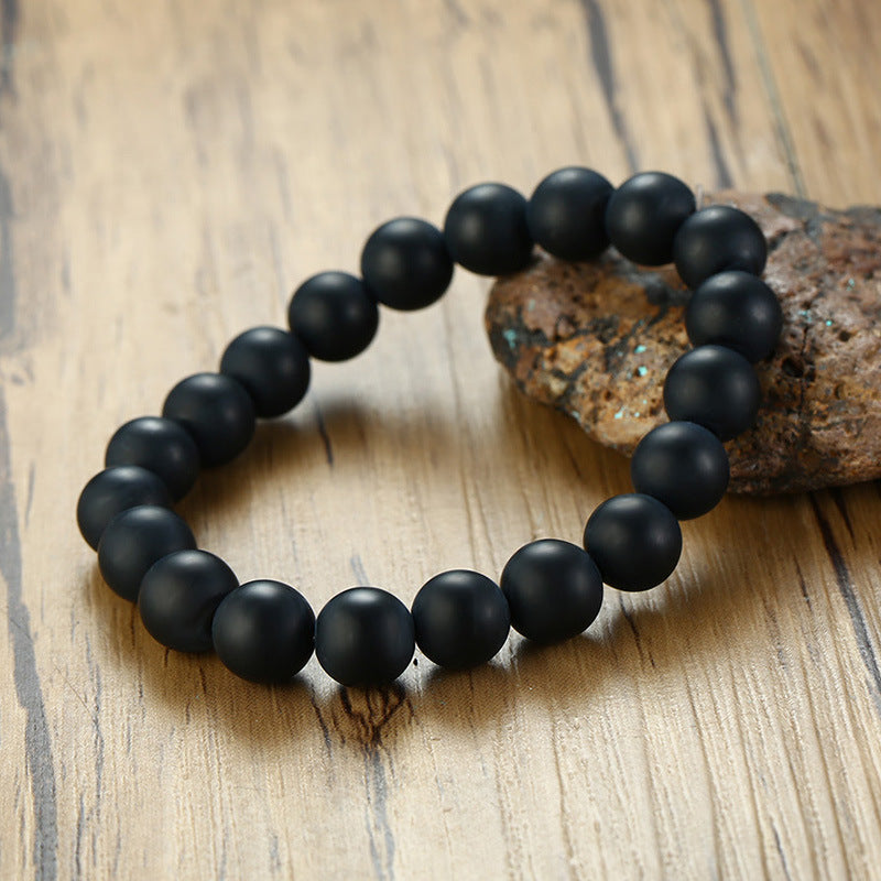 New Arrivals Black Agate Stone Men's Bracelet Wholesale