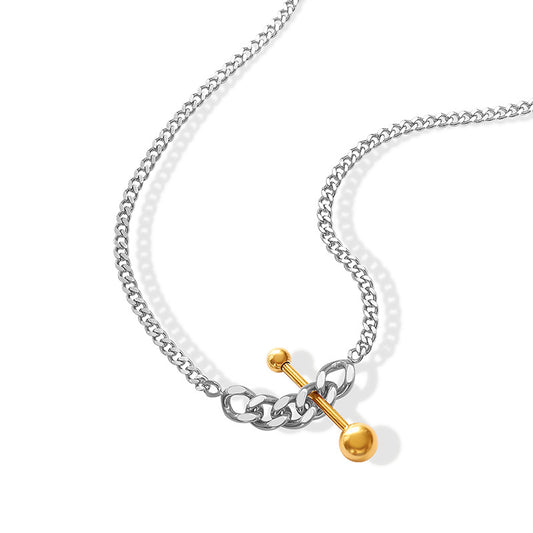 Chic and Sleek 18K Gold Plated Titanium Steel Necklace with Chain Buckle