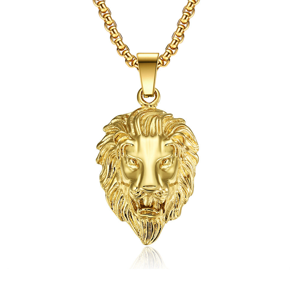 Planderful Lion Head Pendant Stainless Steel Personalized Necklace For Punk Style Fans