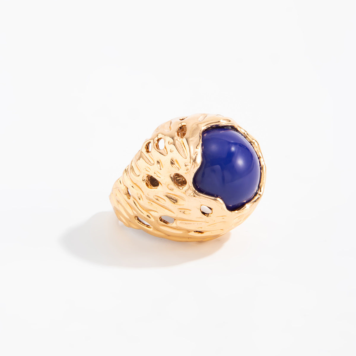 Planderful Bird Nest Gem Ring Bold Retro Geometric Resin Inlay For Statement Jewelry Lovers