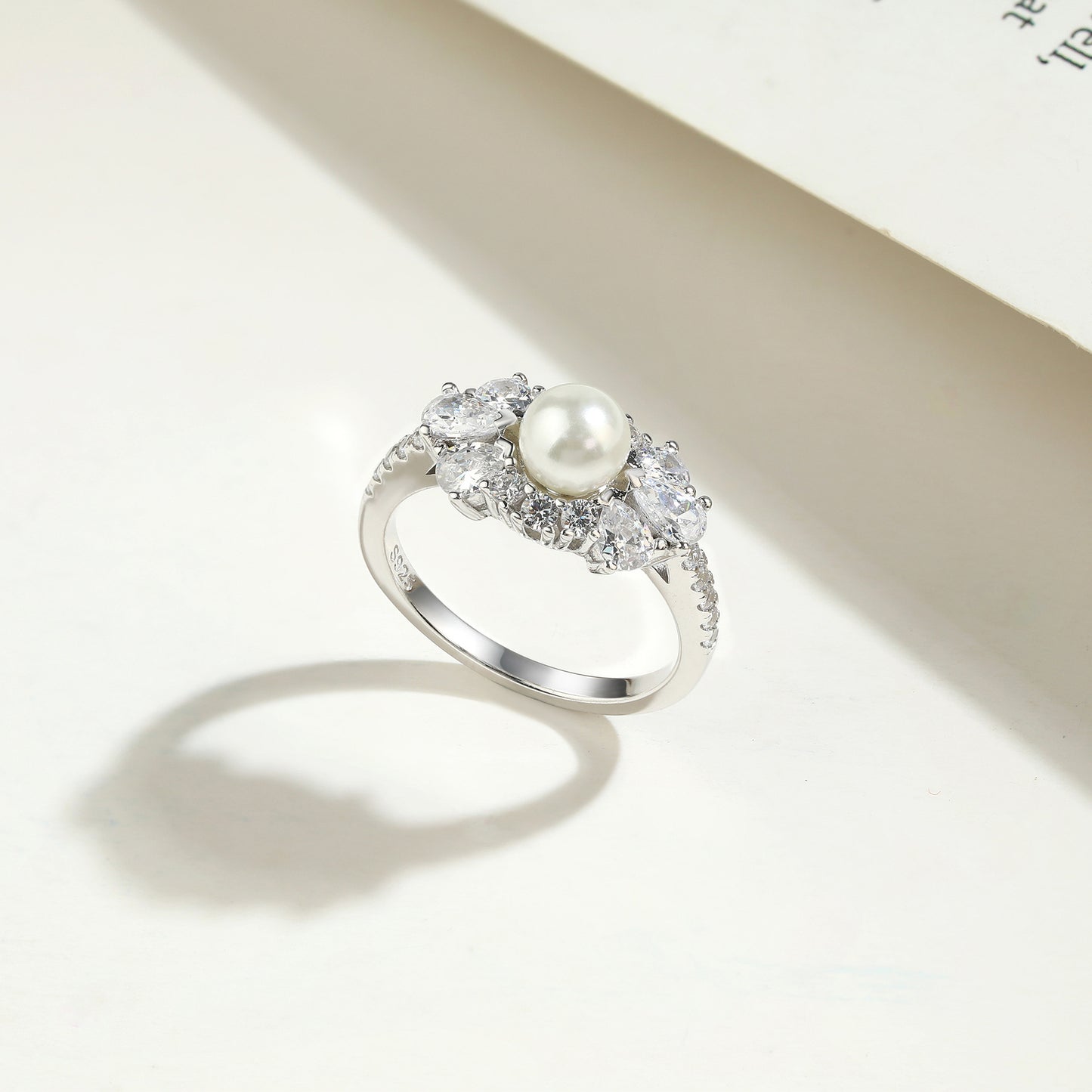 Planderful S925 Sterling Silver Pearl Ring Retro Bead Design For Her Elegant Wedding Jewelry