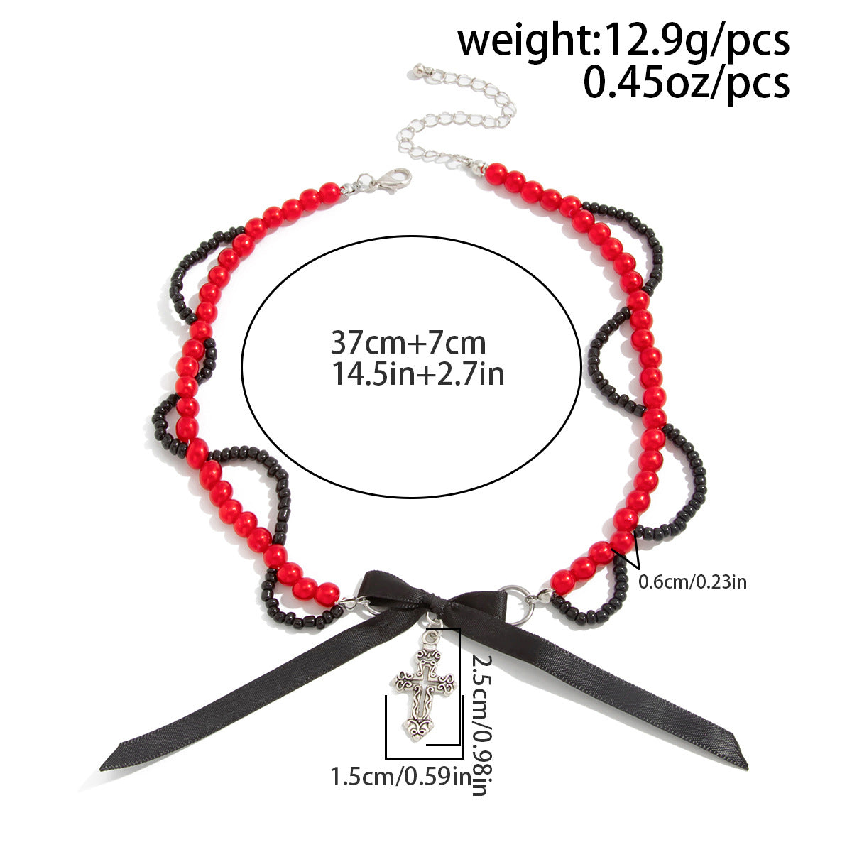 Gothic Crystal Cross Choker Necklace