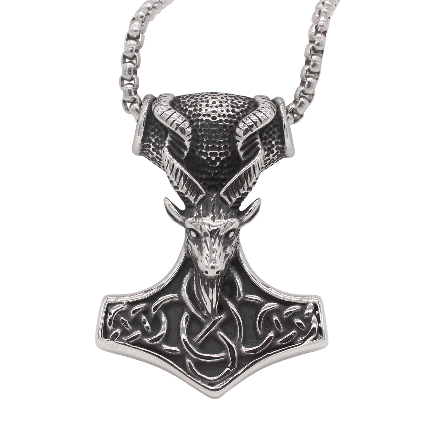 Planderful Jewelry Men's Titanium Steel Pendant Featuring Retro Viking Ram Design For Modern Style