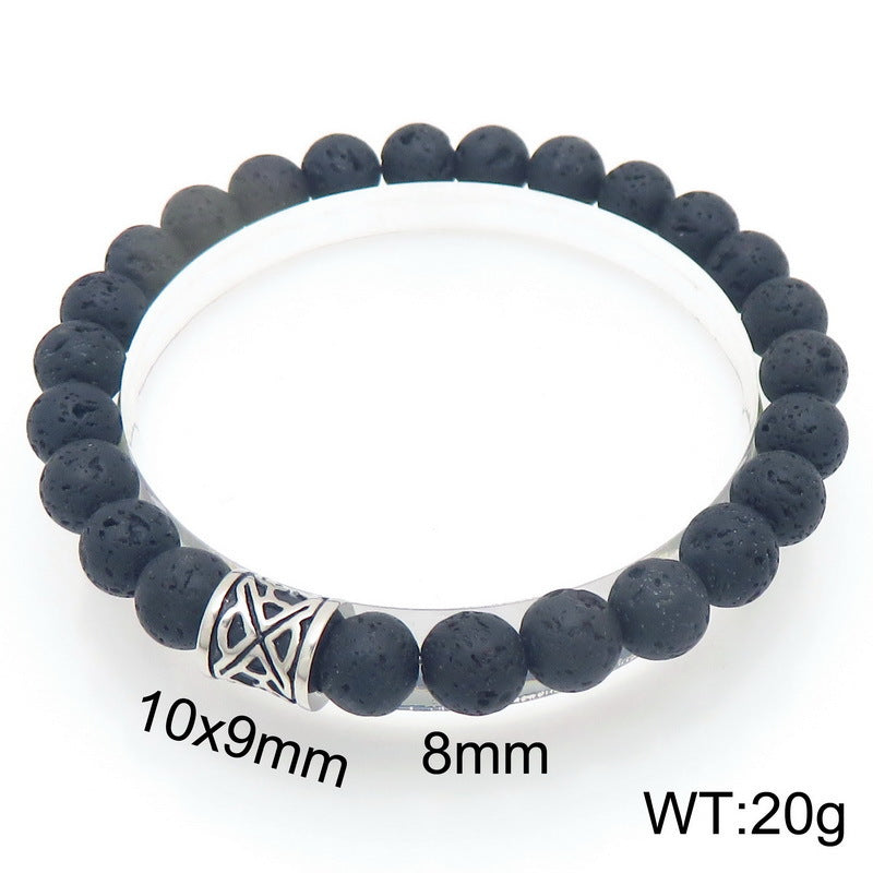 Planderful Genie Beaded Volcanic Stone Men Bracelet