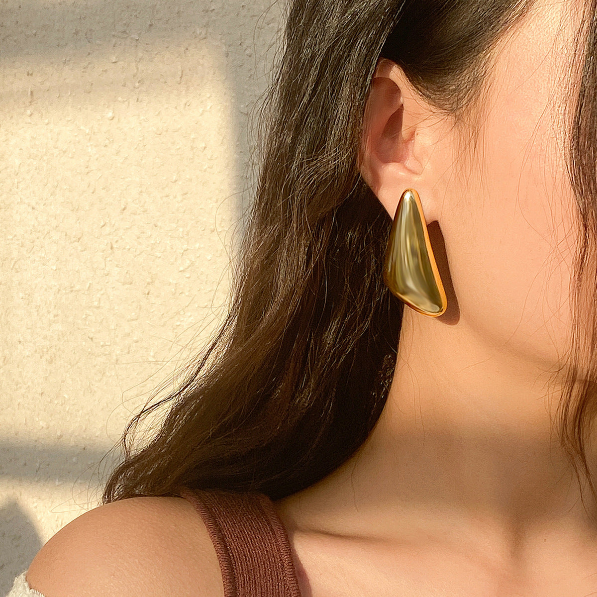 Planderful Vienna Verve Pleated Metal Folding Stud Earrings For Women Versatile Geometric Retro Statement