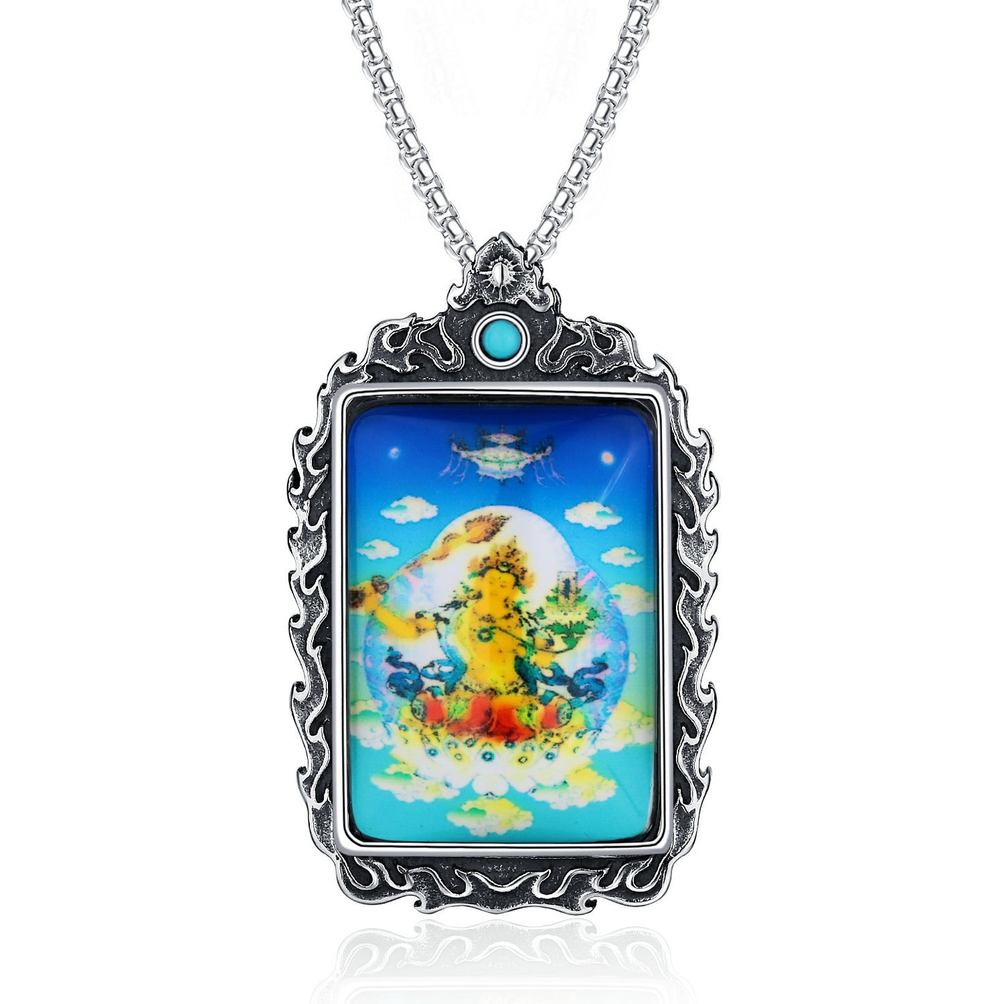Steel Necklace – Elegant Thangka Zodiac Guardian Amulet