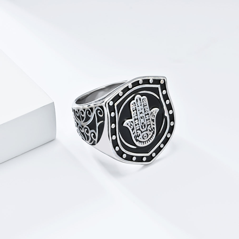 Planderful Everyday Genie Titanium Steel Ring For Retro Hip Hop Fans Exaggerated High End Niche Design Jewelry
