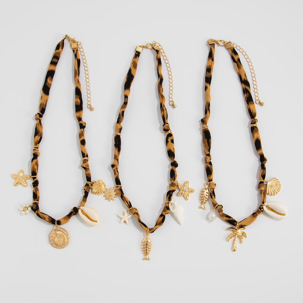 Knotted Fabric Shell & Star Necklace