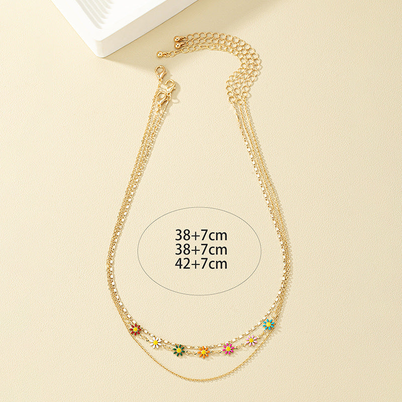 Colorful Oil Flowers Stacking Necklace Set - Vienna Verve Collection