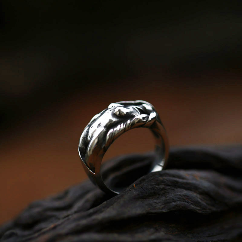 Titanium Steel Retro Open Ring for Men - Wholesale Stainless Steel Venus Muse Design