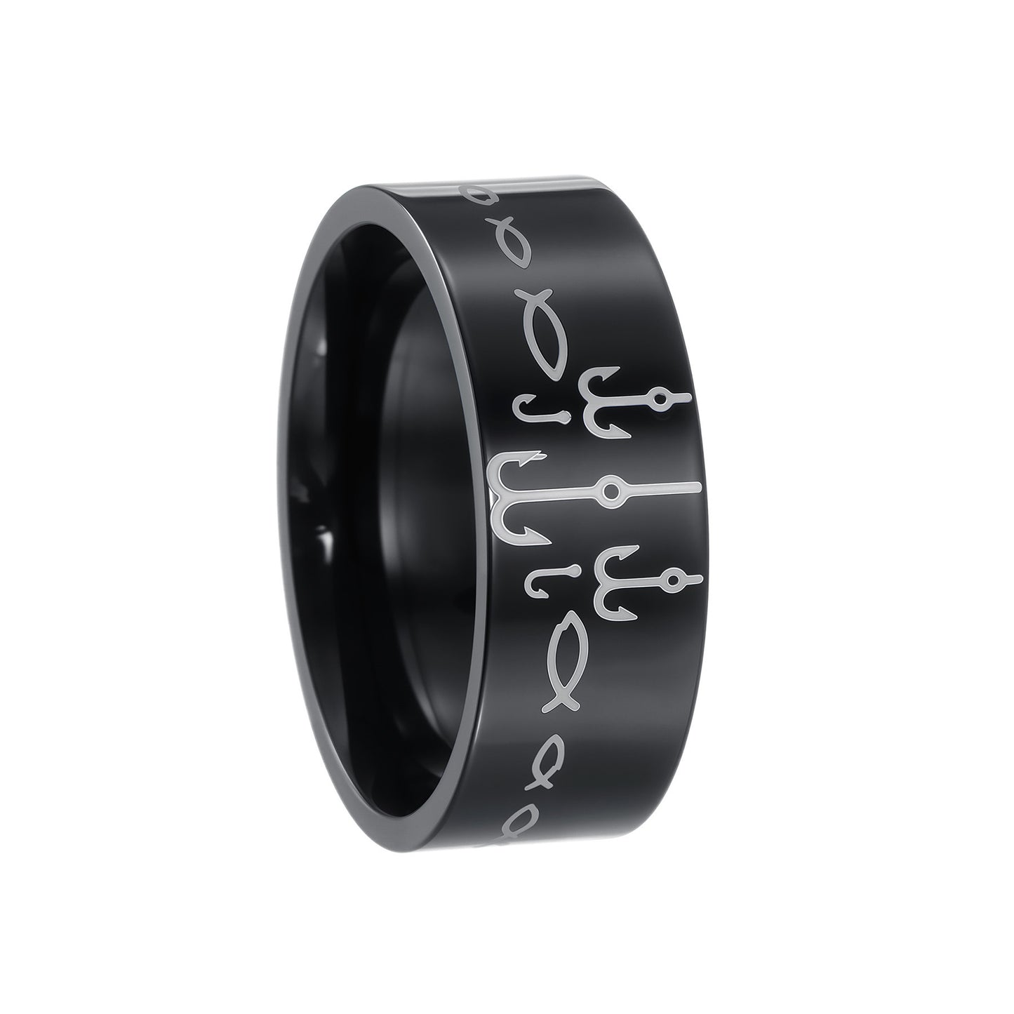 Planderful Stainless Steel Fish Hook Ring For Him Personalized Unisex Jewelry Durable