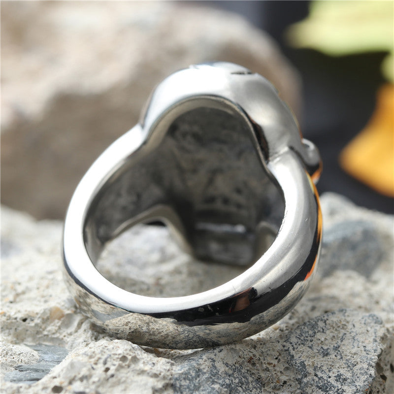 Titanium Steel Skull Pirate Ring for Men - Retro Hipster Punk Style