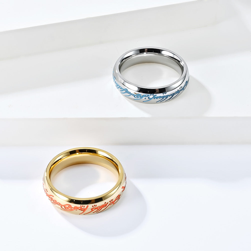 Cross-Border E-Commerce Titanium Steel Luminous Lord of the Rings Hipster Jewelry for Men