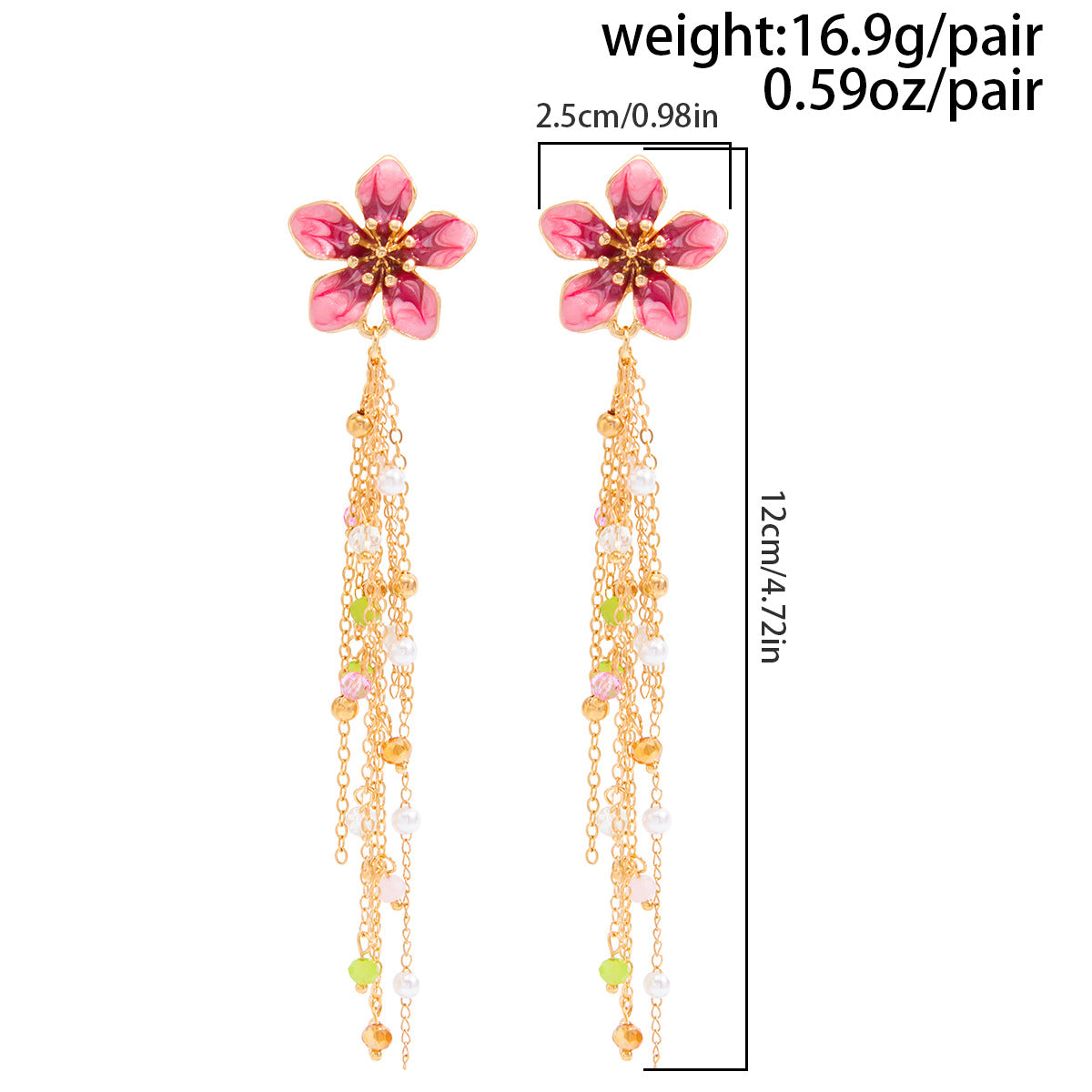 Crystal Fringe Earrings For Women By Planderful Vienna Verve Colorful Floral Pearl Drop Statement Jewelry