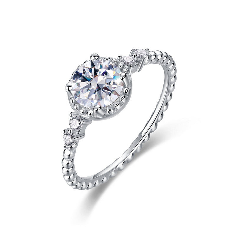 Planderful Geometric Moissanite Sterling Silver Ring – 6.5 × 6.5 mm, 1 ct – Style 2