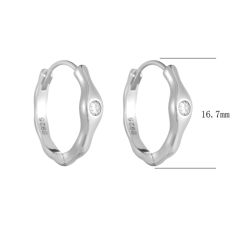 Planderful S925 Sterling Silver Irregular Geometric Earrings For Women Lightweight Zircon Sparkle