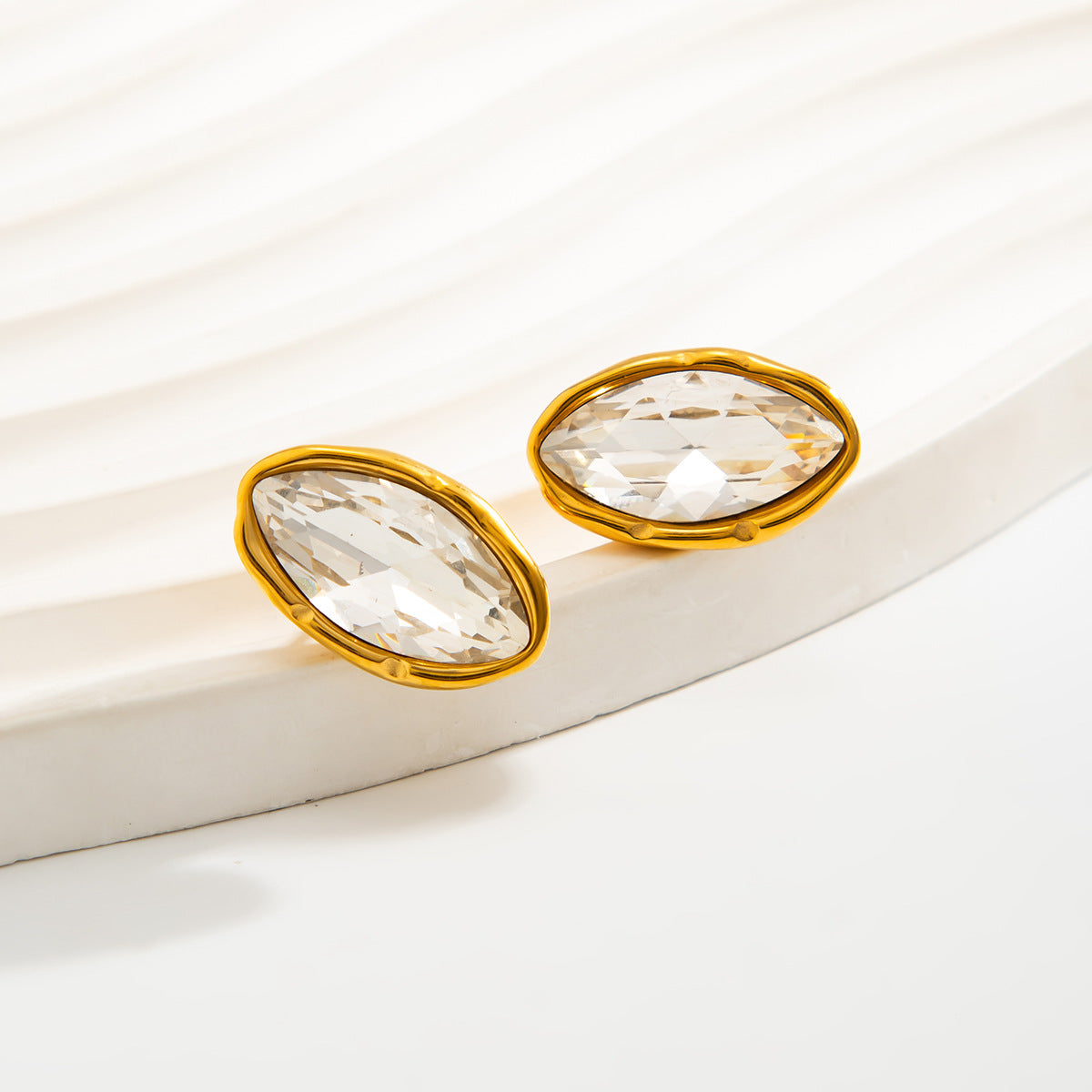Horse Eye Zircon Earrings Planderful Vienna Verve Sparkling Stainless Steel Geometric Jewelry For Modern Women