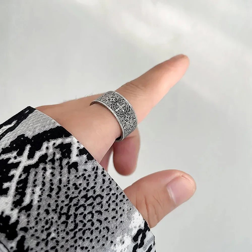 Vintage Cross Stainless Steel Men's Ring