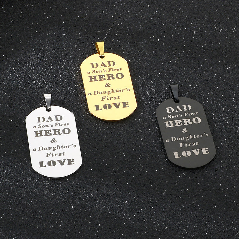 Dad Hero Stainless Steel Pendant Fathers Day Gift For Men