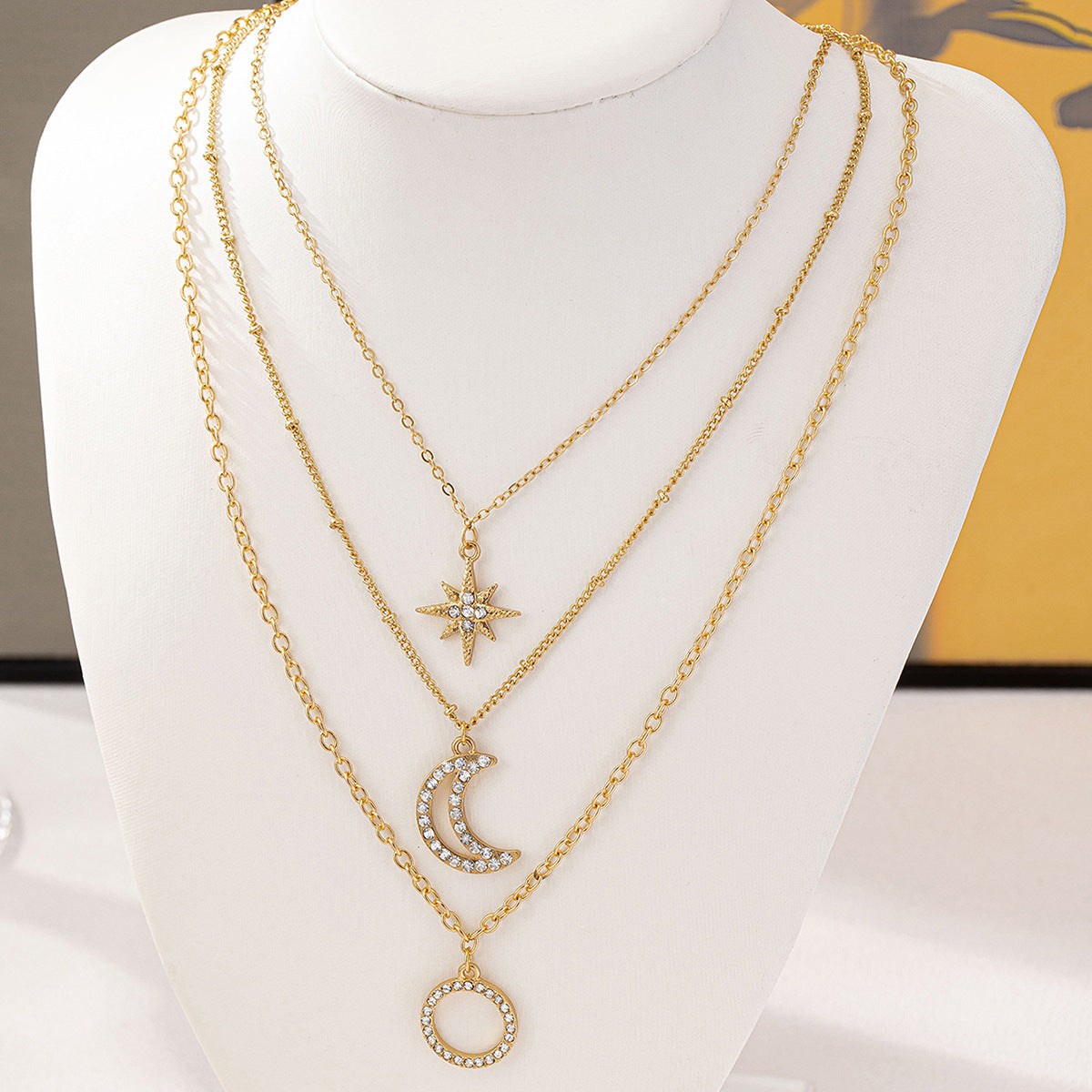 Planderful Vienna Verve Necklace – Fashionable Layered Star Moon Design