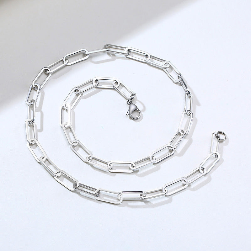 Chain 6.5MM Stainless Steel Flat Long O-Chain Necklace