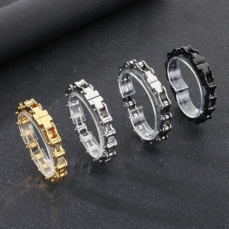 Planderful Mens Titanium Steel Bracelet Bicycle Woven