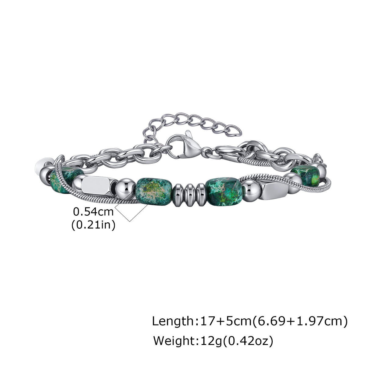Natural Stone Stainless Steel Bracelet for Men