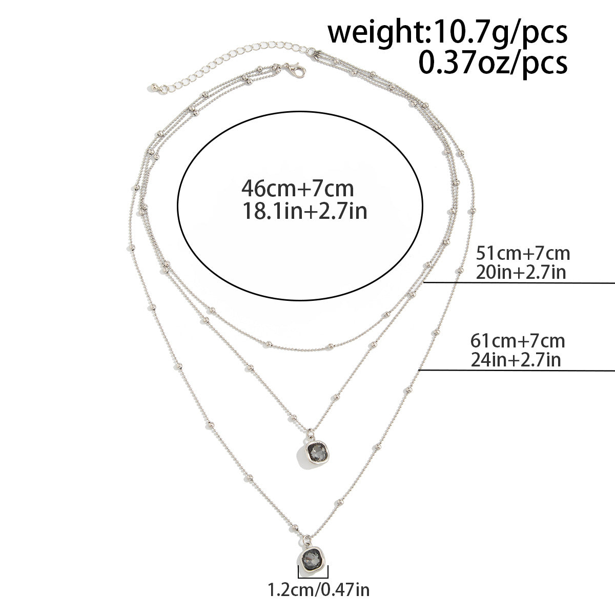And Geometric Zircon Necklace Multi-Layer Creative Round Bead Thin Chain Necklace
