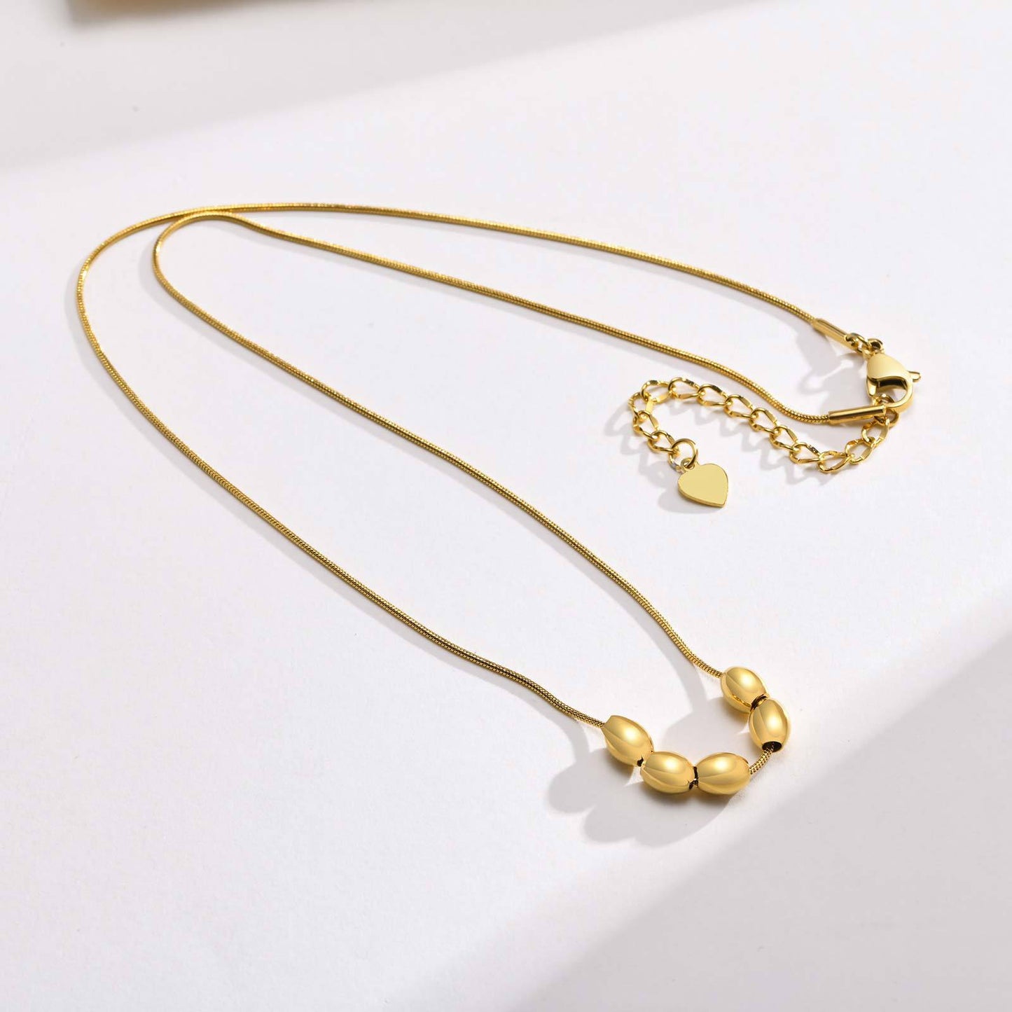 Stainless Steel Ladies Simple Round Snake Chain Necklace Gold
