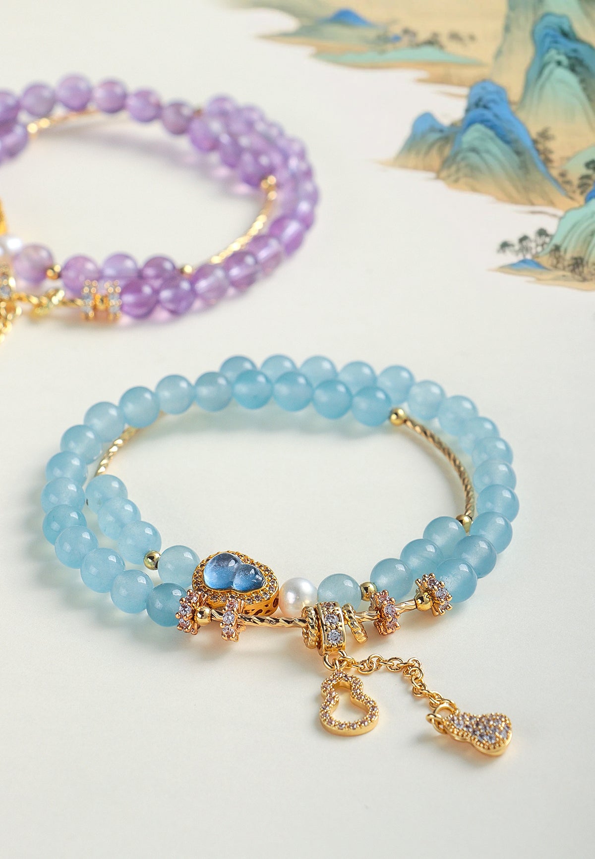 Freshwater Pearl Aquamarine Amethyst Bracelet