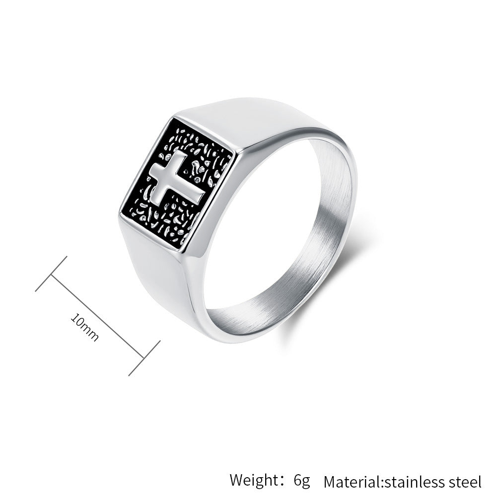 Steel Ring – Statement Men's Cross Ring
