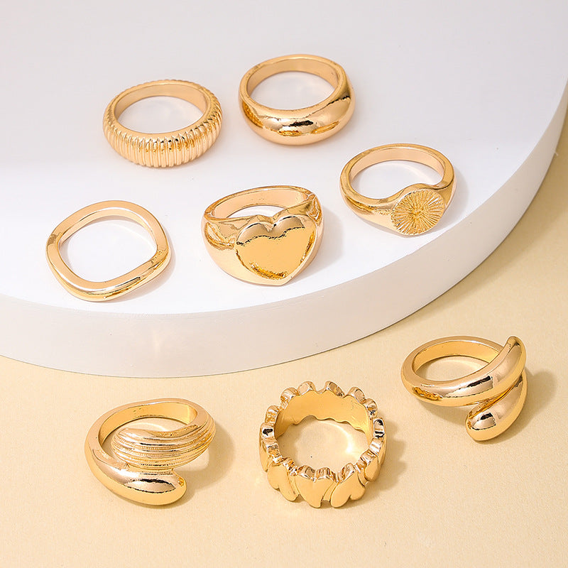 Heart Textured Metal Ring Set from Vienna Verve Collection