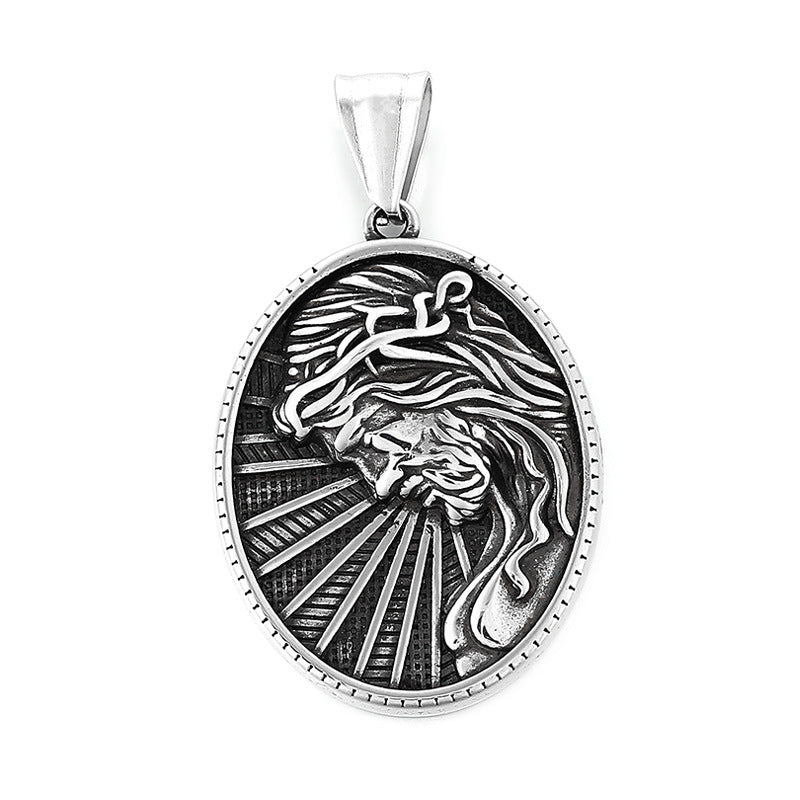 Punk Retro Maria Stainless Steel Men's Round Pendant - Planderful Everyday Genie Collection