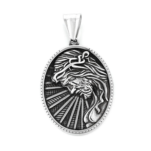Punk Retro Maria Stainless Steel Men's Round Pendant - Planderful Everyday Genie Collection