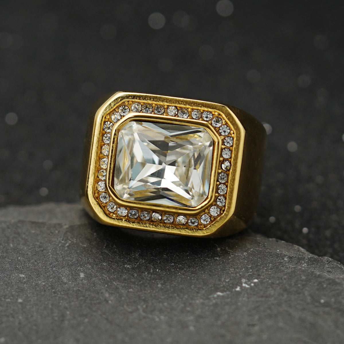 Planderful Personalized Men's Titanium Steel Ring With Zircon Inlay For Everyday Genie Style And Protection