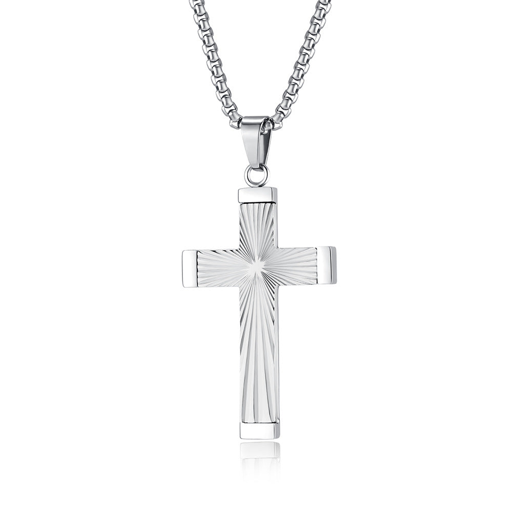 Cross-Border European and American Hip-Hop Titanium Steel Cross Necklace