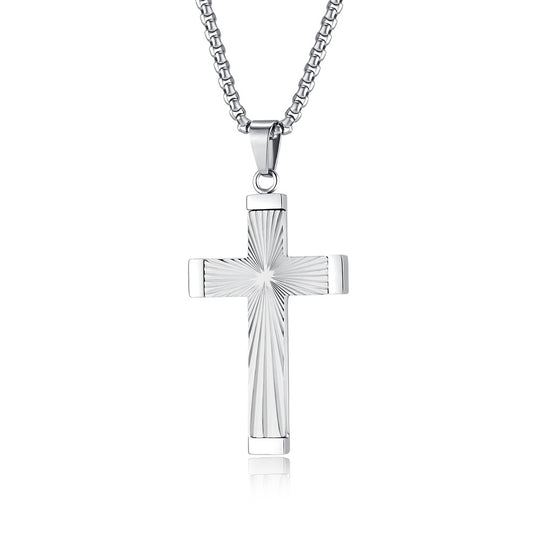 Cross-Border European and American Hip-Hop Titanium Steel Cross Necklace