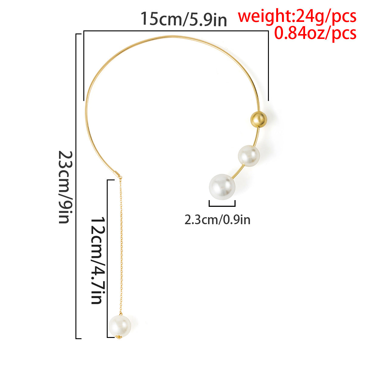 Planderful Vienna Verve Statement Necklace Metal Fringe With Imitation Pearl Asymmetric Collar For Modern Women