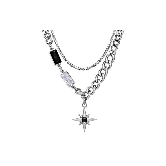 Planderful Jewelry Titanium Steel Necklace With Zircon