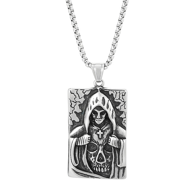 Titanium Steel Men's Pendant with Retro Punk Crosses and Skull Design
