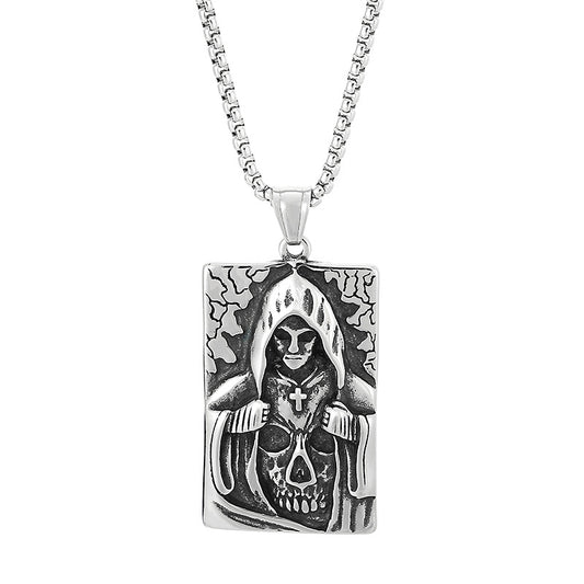 Titanium Steel Men's Pendant with Retro Punk Crosses and Skull Design