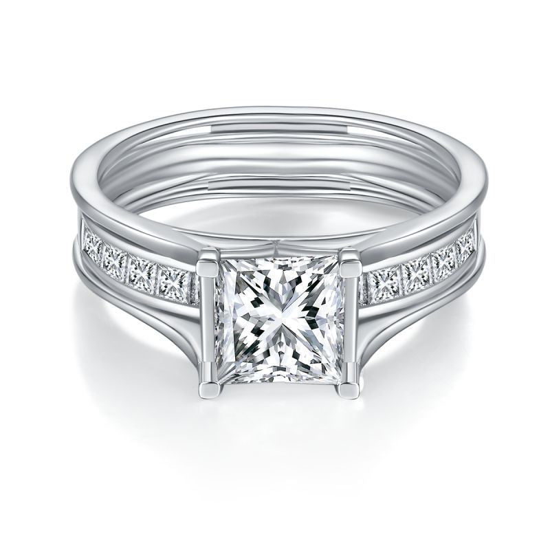 Amazon Hot Sale 6.5mm Princess Square Diamond Ring