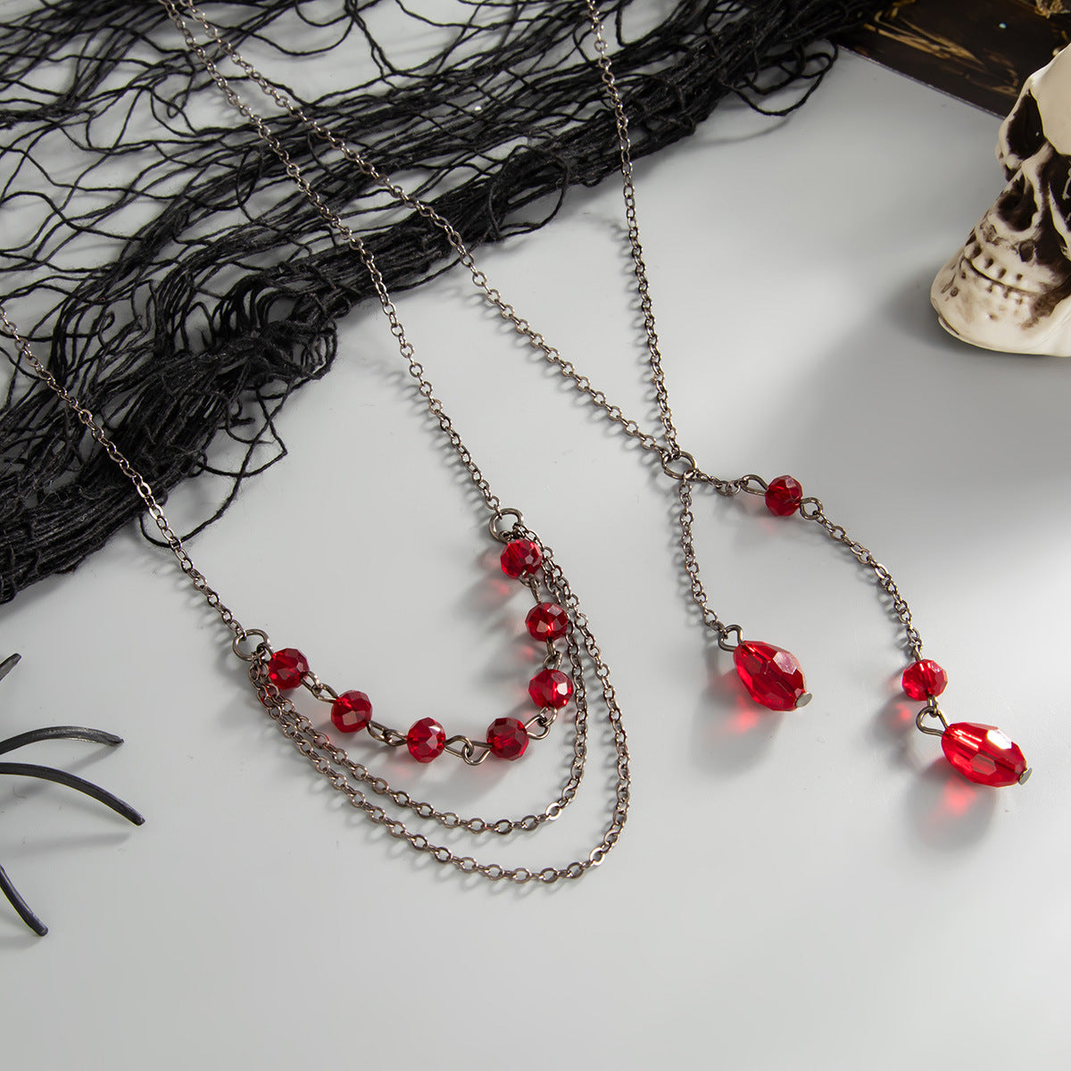 Gothic Blood-Drip Teardrop Necklace