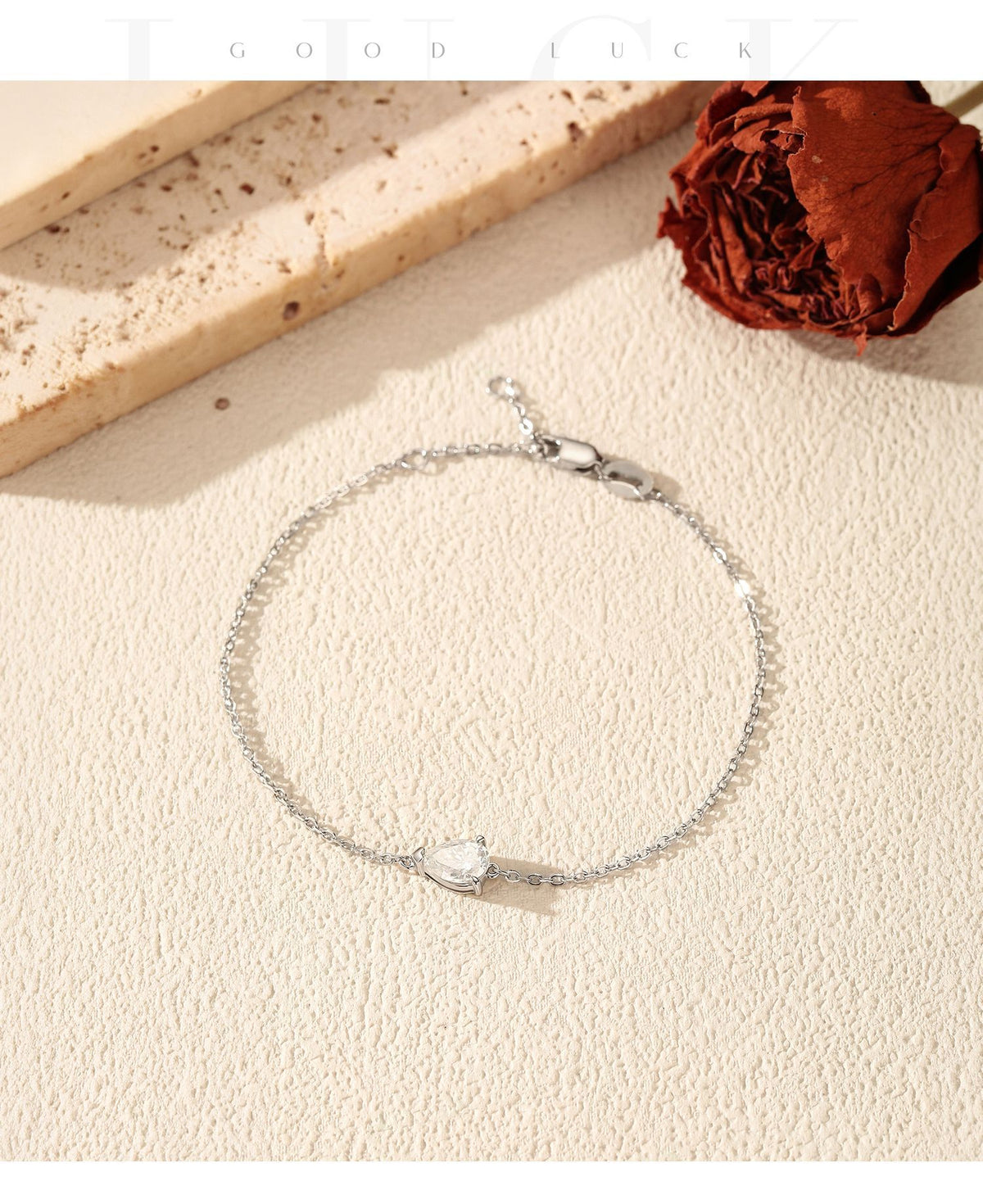 925 Sterling Silver Teardrop Moissanite Bracelet