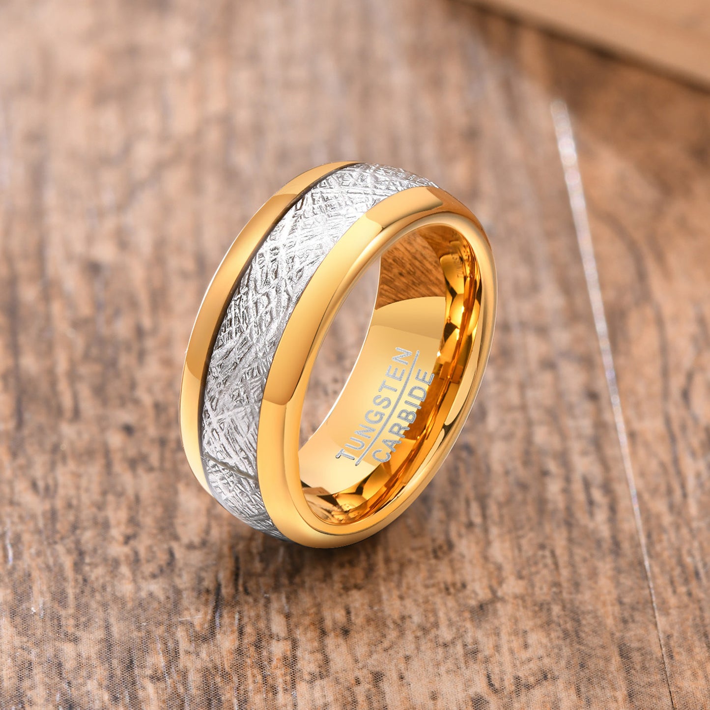 Factory Wholesale Tungsten Steel Gold Men's 8mm Ring